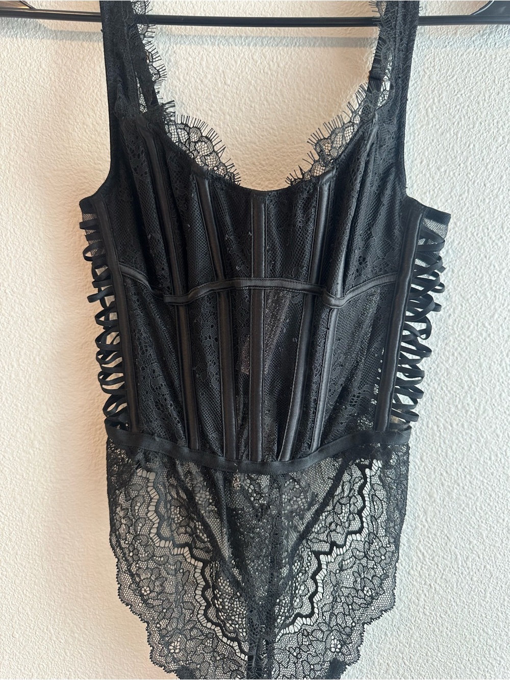 VICTORIAS SECRET Black Lace Corset lingerie bodysuit women’s extra small